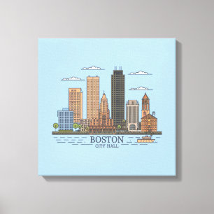 Boston City Skyline, Boston morsa skyline Canvastryck