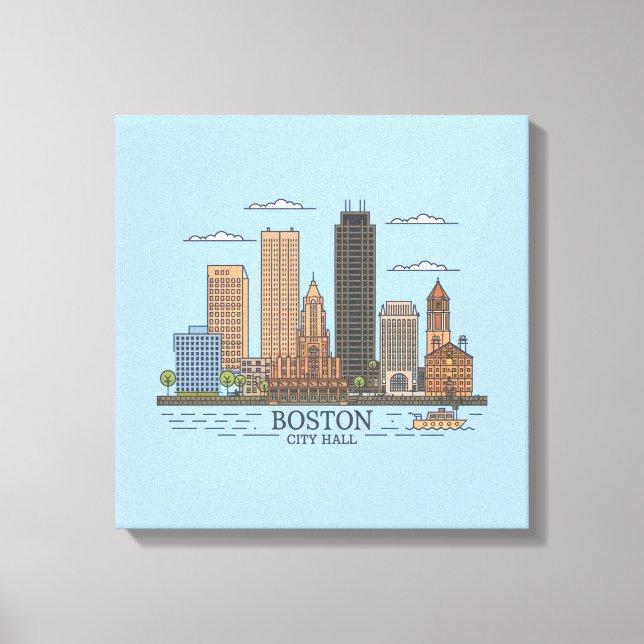 Boston City Skyline, Boston morsa skyline Canvastryck (Framsida)