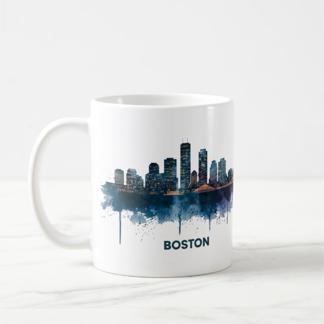 Boston City Skyline, Boston Morsa Skyline Coffee M Kaffemugg (Vänster)