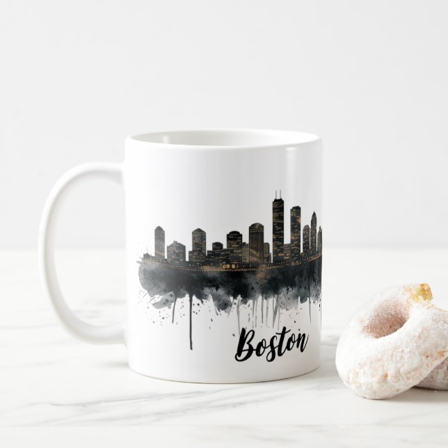 Boston City Skyline, Boston Morsa Skyline Kaffemugg (Med munk)