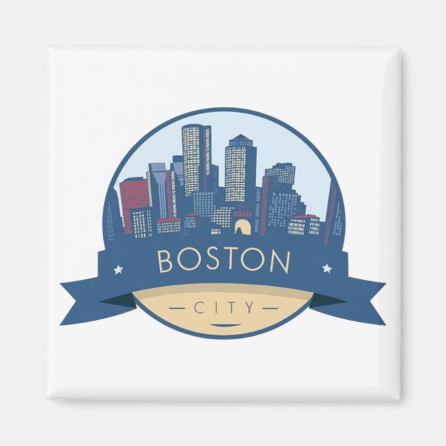 Boston City Skyline, Boston morsa skyline Magnet (Framsidan)