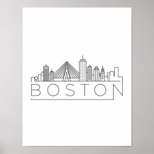 Boston City Skyline, Boston morsa skyline Poster