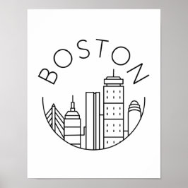 Boston City Skyline, Boston morsa skyline Poster