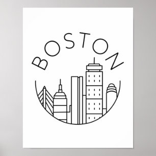 Boston City Skyline, Boston morsa skyline Poster