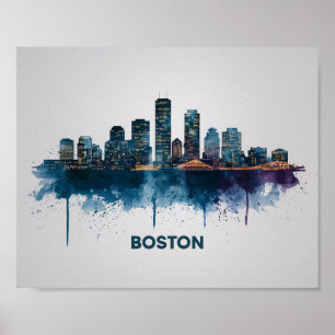 Boston City Skyline, Boston Morsa Skyline Poster