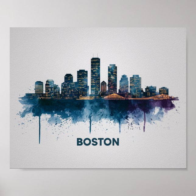 Boston City Skyline, Boston Morsa Skyline Poster (Framsidan)