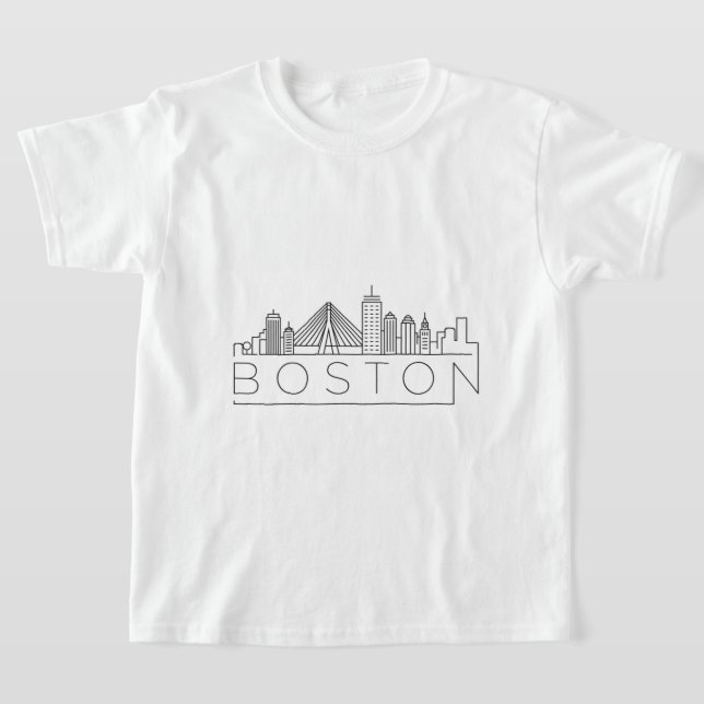 Boston City Skyline, Boston morsa skyline T Shirt (Laydown)