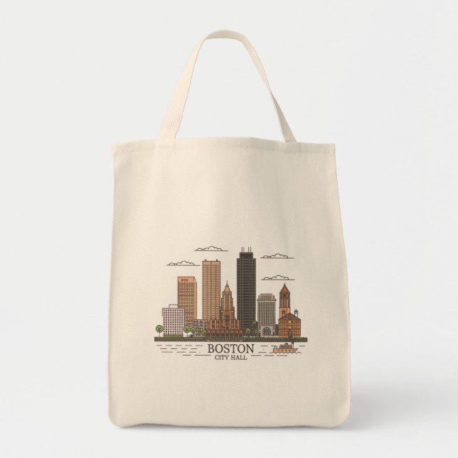 Boston City Skyline, Boston morsa skyline Tygkasse (Framsidan)