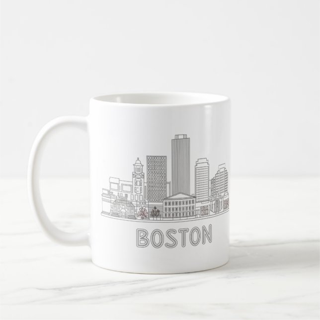 Boston City Skyline, Boston Morsa Us Skyline Kaffemugg (Vänster)