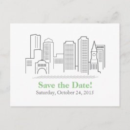 Boston City Skyline spara datumet Meddelande Vykort