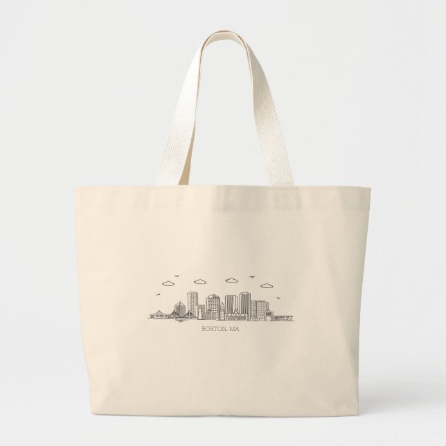 Boston city skyline tote bag jumbo tygkasse (Framsidan)