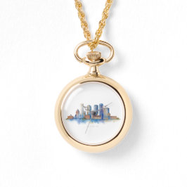 Boston City Skyline Watercolor | Modern Boston MOR Armbandsur