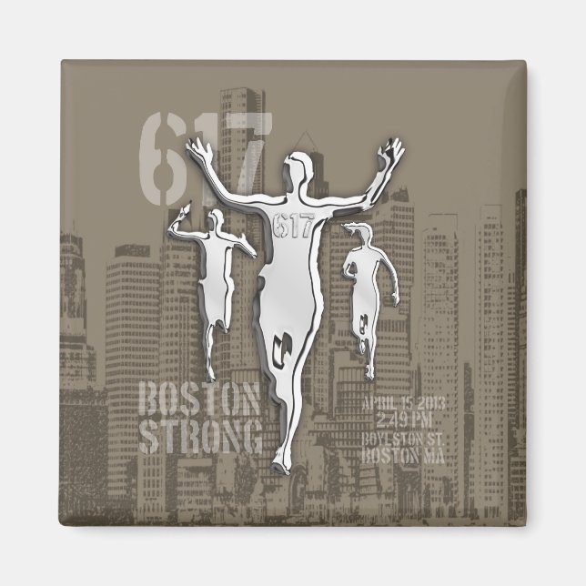 Boston City Strong Memory på Taupe Decor Magnet (Framsidan)