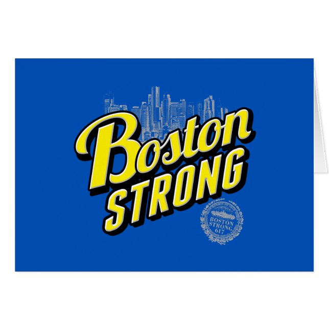Boston City Strong RemMembers på Blue Hälsningskort (Framsidan Horizontal)