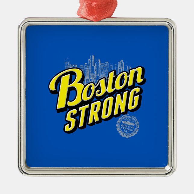 Boston City Strong RemMembers på Blue Julgransprydnad Metall (Framsidan)