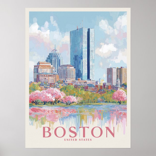 Boston Cityscape Vintage Poster (Framsidan)