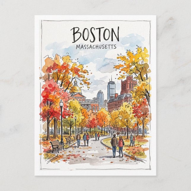 Boston Common Massachusetts Vykort (Framsida)