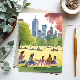 Boston Common Picnic | Sommarfärgsmålning Vykort