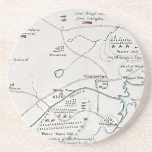 BOSTON--CONCORDKARTA, 1775 UNDERLÄGG SANDSTEN