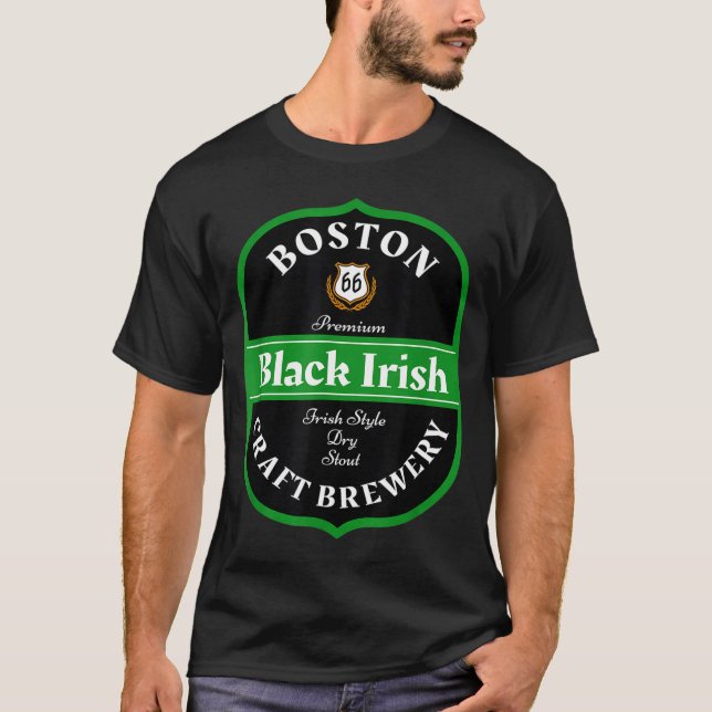 Boston Craft Brewery Boston Black Irish Stout Nove T Shirt (Framsida)