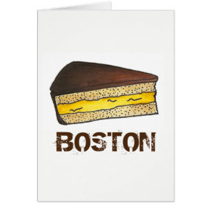 Boston Cream Creme Paj Slice Dessert Massachusetts Hälsningskort