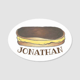 Boston Cream Eclair Fransk Pastry Bakery Dessert Namnbricka
