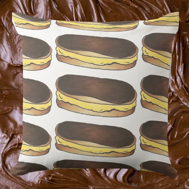 Boston Cream Paj Chocolate Eclair Dessert Pastry Kudde (Boston Cream Eclair Pillow)