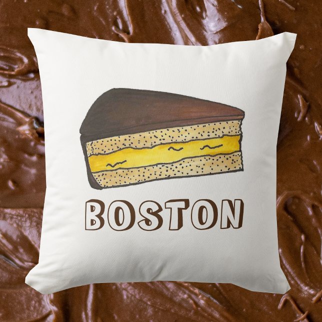 Boston Cream Paj Slice Food Dessert Massachusetts Kudde (Boston cream pie pillow)