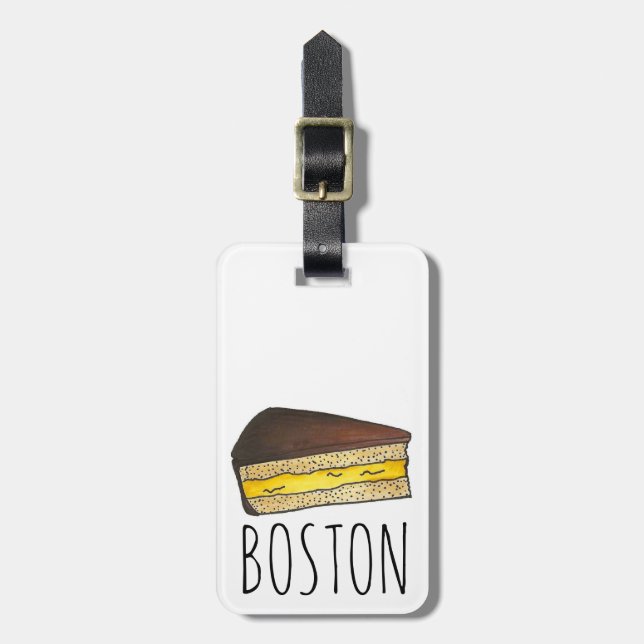 Boston Cream Paj Slice Massachusetts Foodie Gult Bagagebricka (Vertikal Framsida)