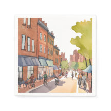 Boston cykeltur | North End Watercolor MA