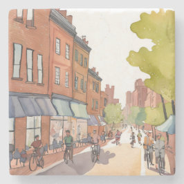 Boston cykeltur | North End Watercolor MA Stenunderlägg