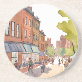 Boston cykeltur | North End Watercolor MA Underlägg