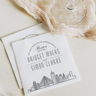 Boston Deco Skyline Bröllop Event Napkins Pappersservett