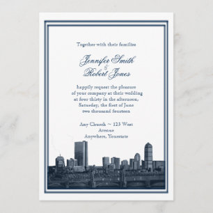 Boston Destination Navy bröllopsinbjudan Inbjudningar