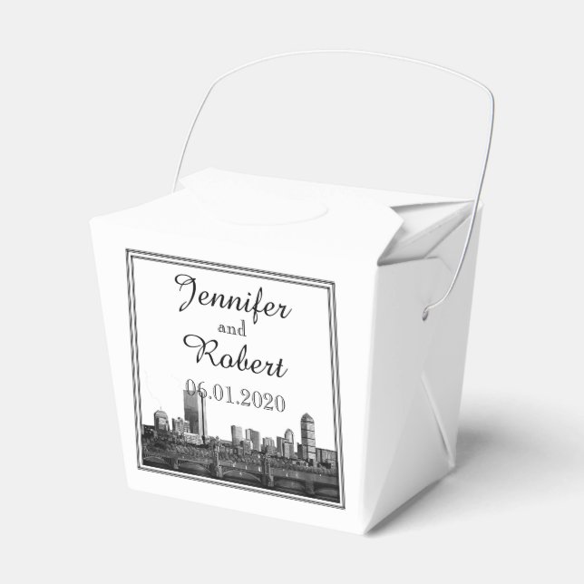 Boston Destination Wedding Favor Box Presentaskar (Framsidan Sidan)