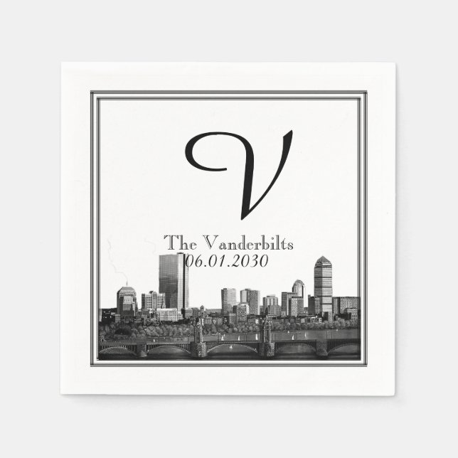 Boston Destination Wedding Napkin Pappersservett (Framsidan)
