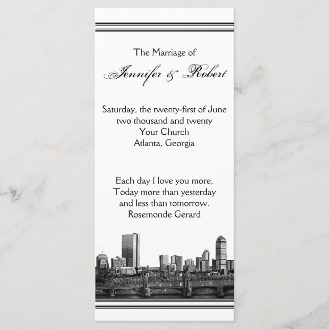Boston Destination Wedding Program (Framsida)