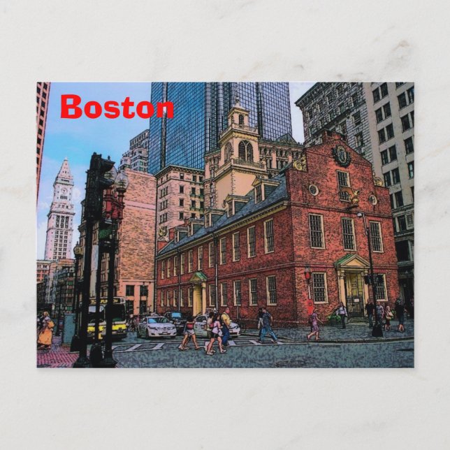 Boston Downtown Postcard Vykort (Framsida)
