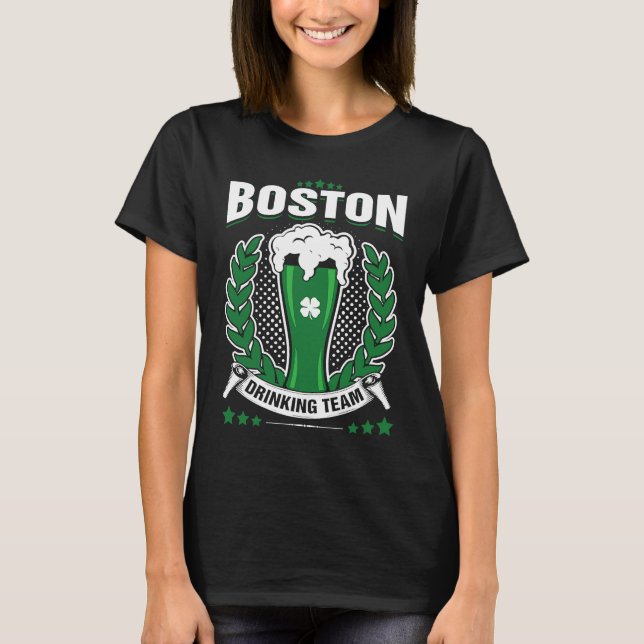 Boston Drinking Team St Patrick's Day T Shirt (Framsida)