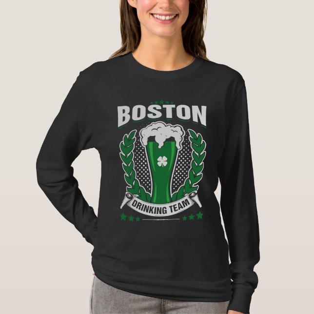 Boston Drinking Team St Patrick's Day T Shirt (Framsida)