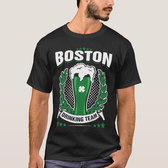 Boston Drinking Team St Patrick's Day T Shirt (Framsida)