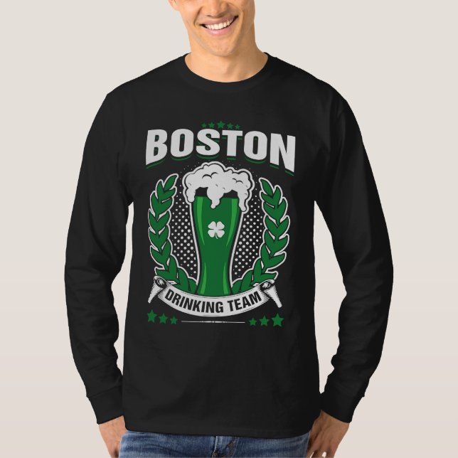 Boston Drinking Team St Patrick's Day T Shirt (Framsida)