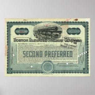 Boston Elevated Railway Co. Lagrar-certifikat Poster