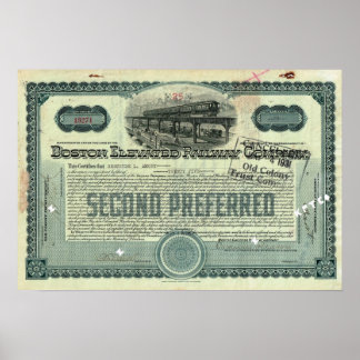 Boston Elevated Railway Co. Lagrar-certifikat Poster