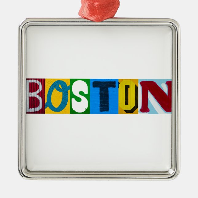 Boston färgrika brev julgransprydnad metall (Framsidan)