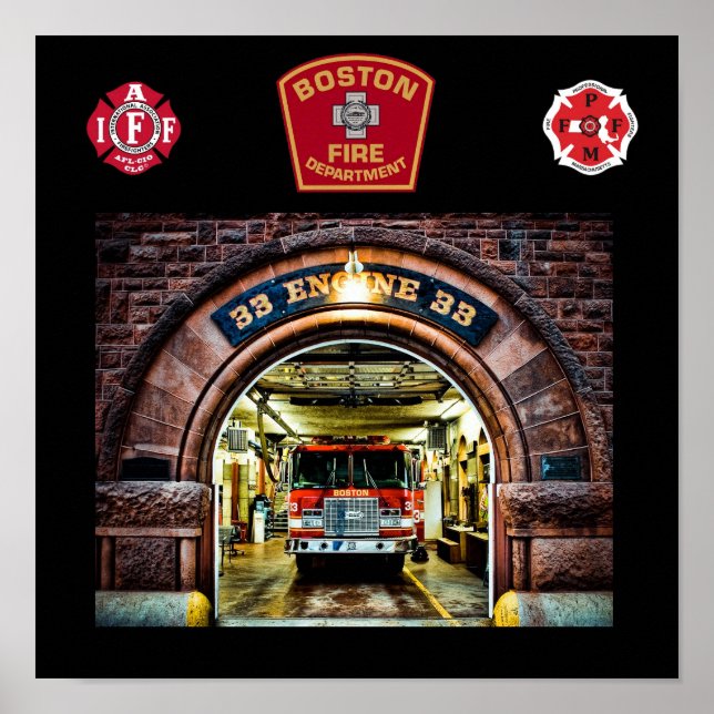 Boston Fire Engine-33 Print Poster (Framsidan)