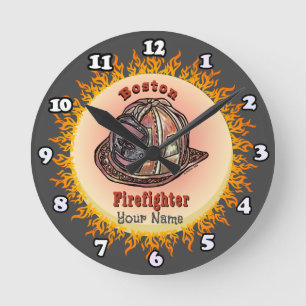 Boston Firefighter-klocka Rund Klocka