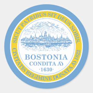 Boston Flagga Runt Klistermärke