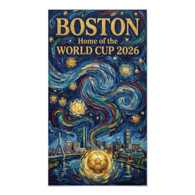 Boston Football Art 2026 Skyline Stadion Design Fototryck (Framsidan)
