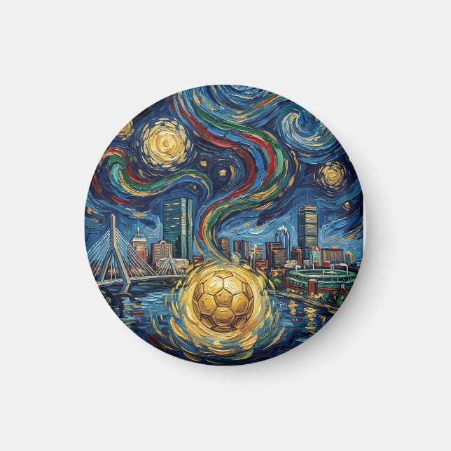 Boston Football Art 2026 Skyline Stadion Design Magnet (Framsidan)